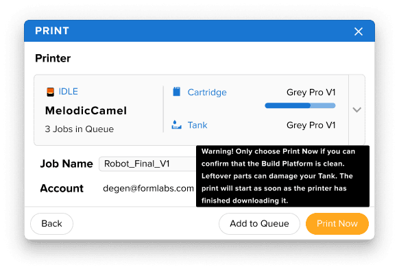 Build platform readiness confirmation notice in PreForm 3.29.0