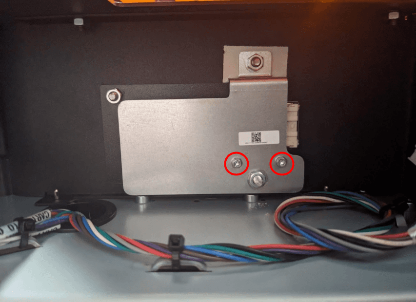 Remove the resin tank RFID board screws