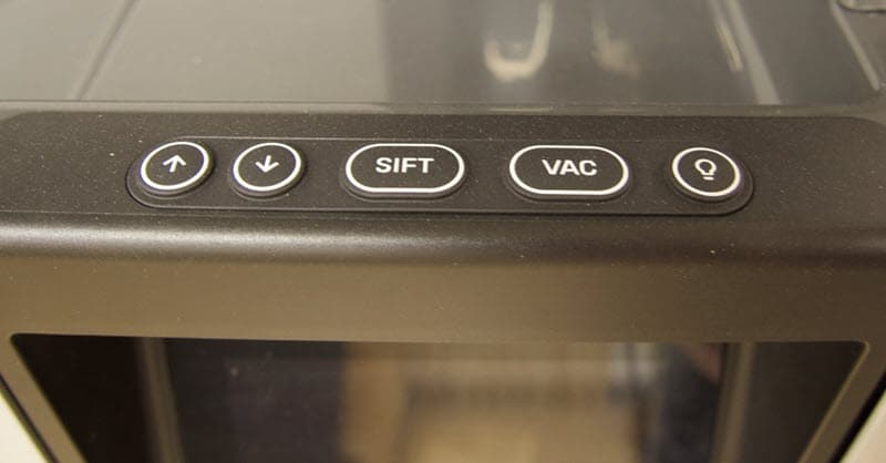 A zoomed-in view of the control panel above the touchscreen