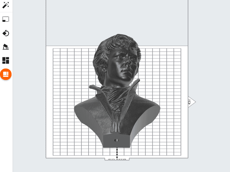 A model has been placed on the seamline within PreForm.