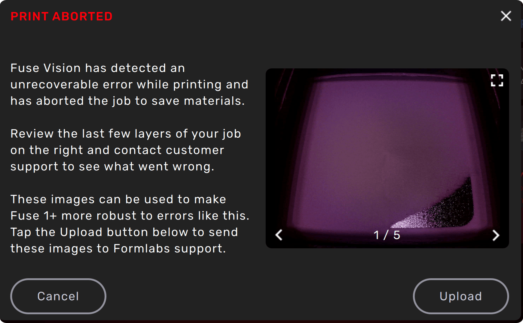Print Aborted error message screen.
