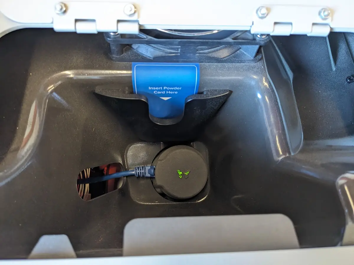 The IR sensor panel door at the top of the Fuse 1 printer is open to display the IR sensor.