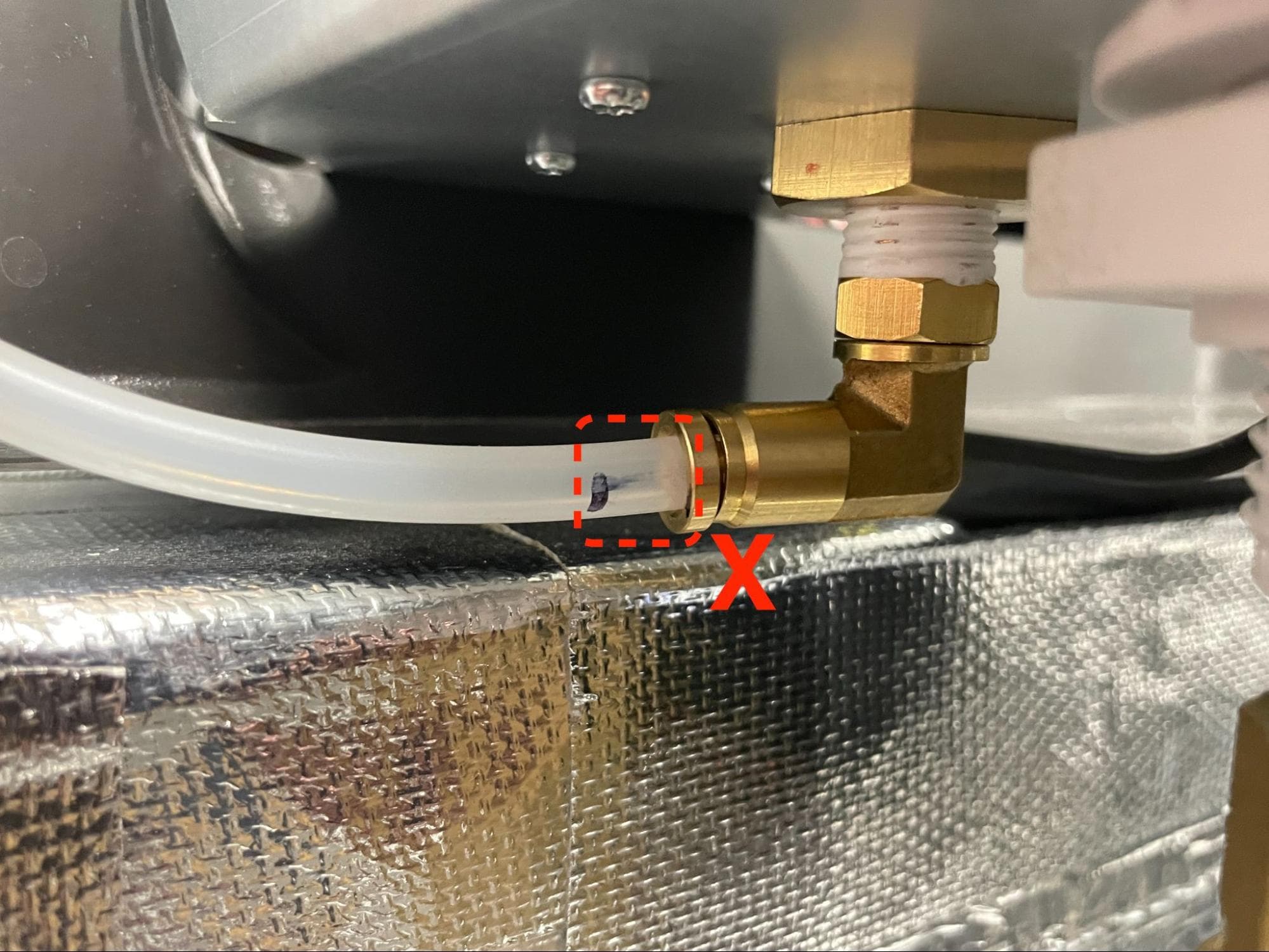 Step 8: Insert the N2 intake tube into the intake plenum (Fuse 1+ 30W only)