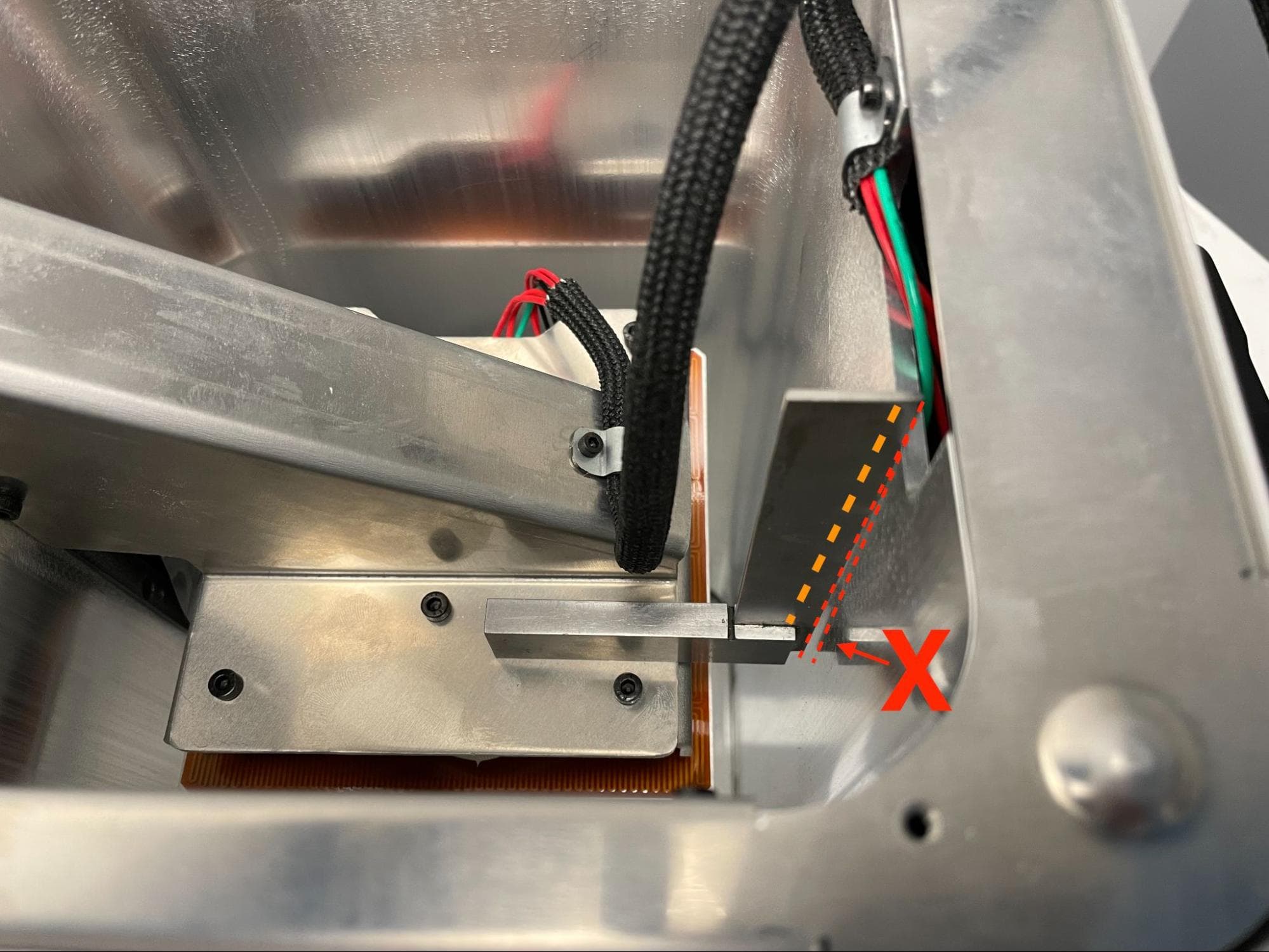 Check the piston arm bracket screws