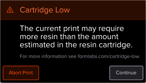 Cartridge Low error message