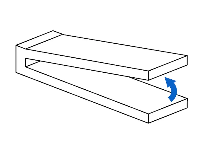 Diagram with unsupported overhang at an angle