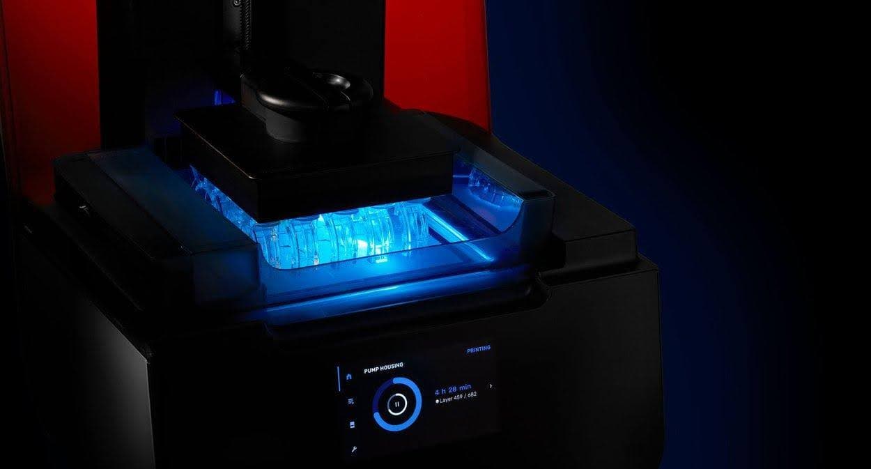 open 3D printer during glowing 3D printing process