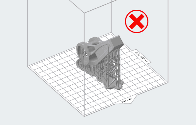 Models oriented perpendicular to the front of the build platform