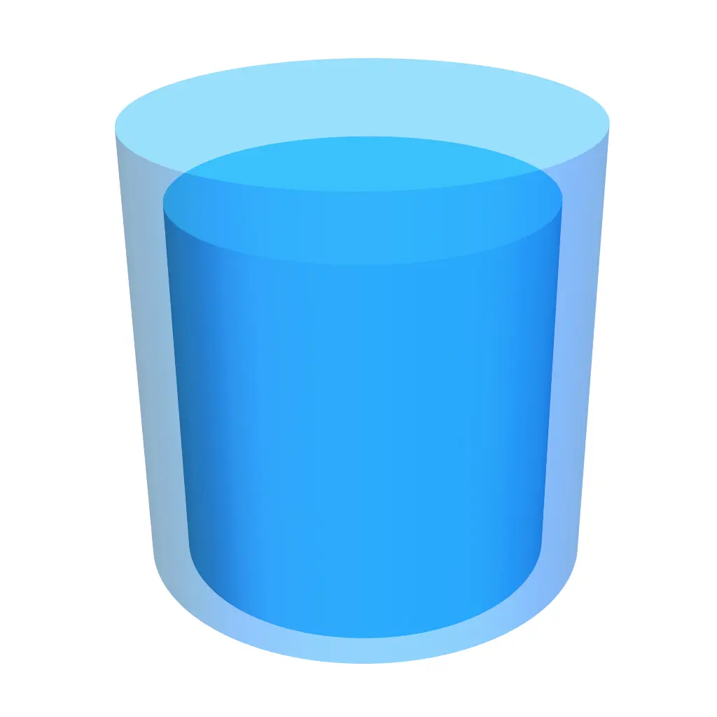 graphic demonstrating general shrinkage: a shorter and slimmer cylinder inlaid concentrically inside a taller and wider cylinder