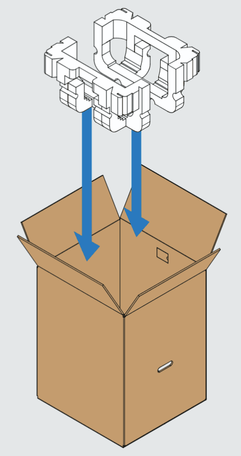 Form 4の箱に底部の発泡緩衝材を入れる