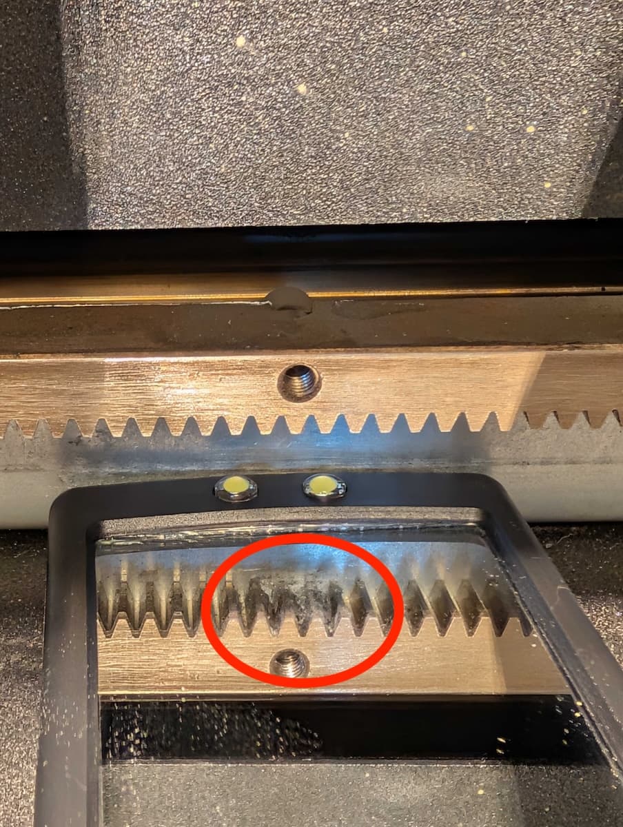 Fuse 1 generation recoater roller rack gear