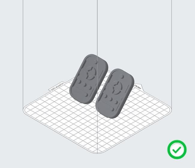 Parts are distanced appropriately within the build volume