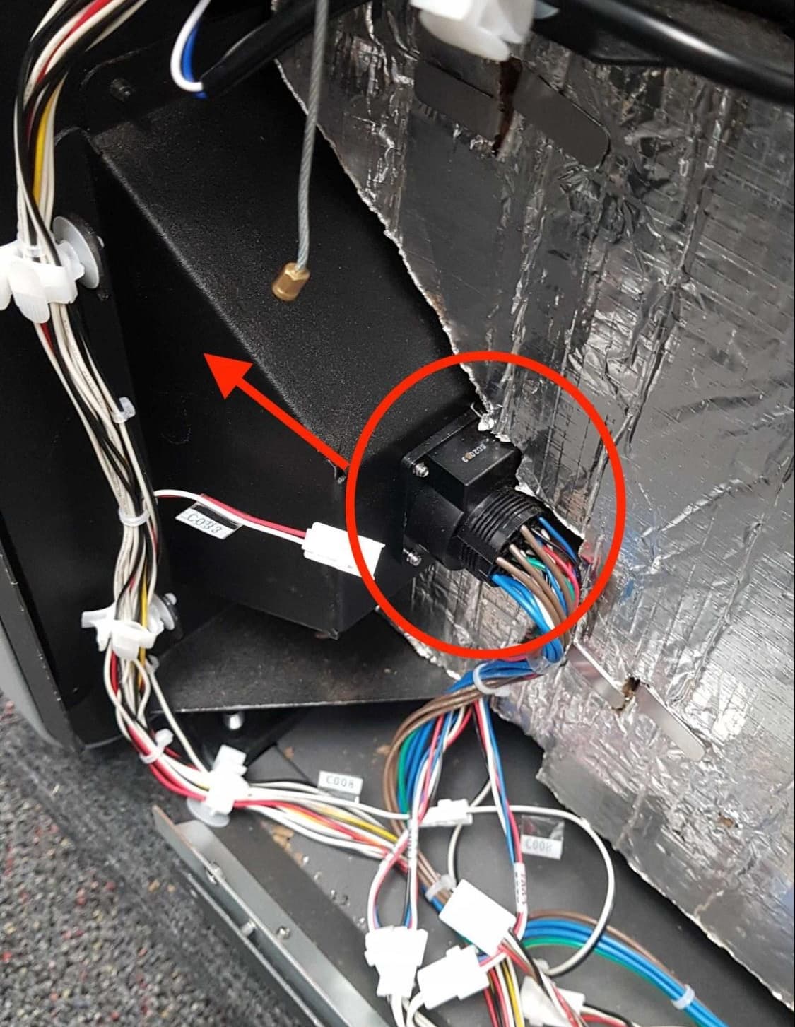 Install the new build chamber socket & cable harness