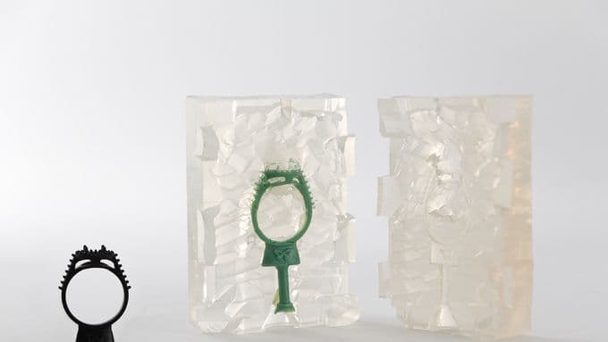Form encased in clear material