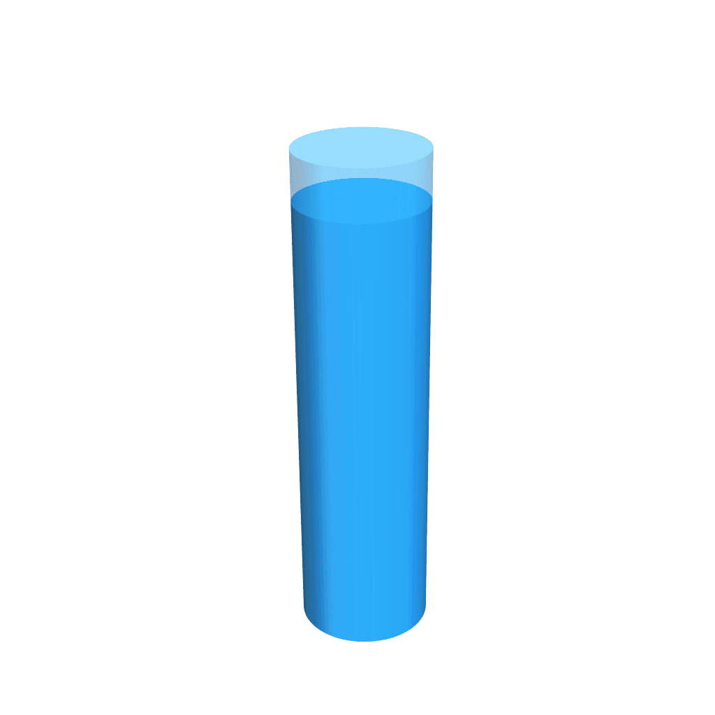 graphic demonstrating z-shrinkage: a shorter cylinder inlaid concentrically inside a taller cylinder