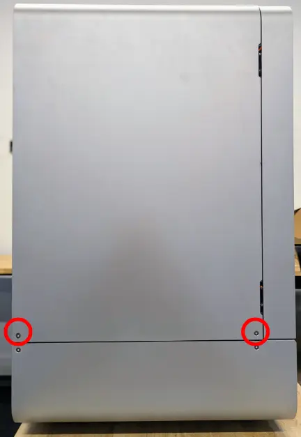 Two upper left panel bottom retention screws