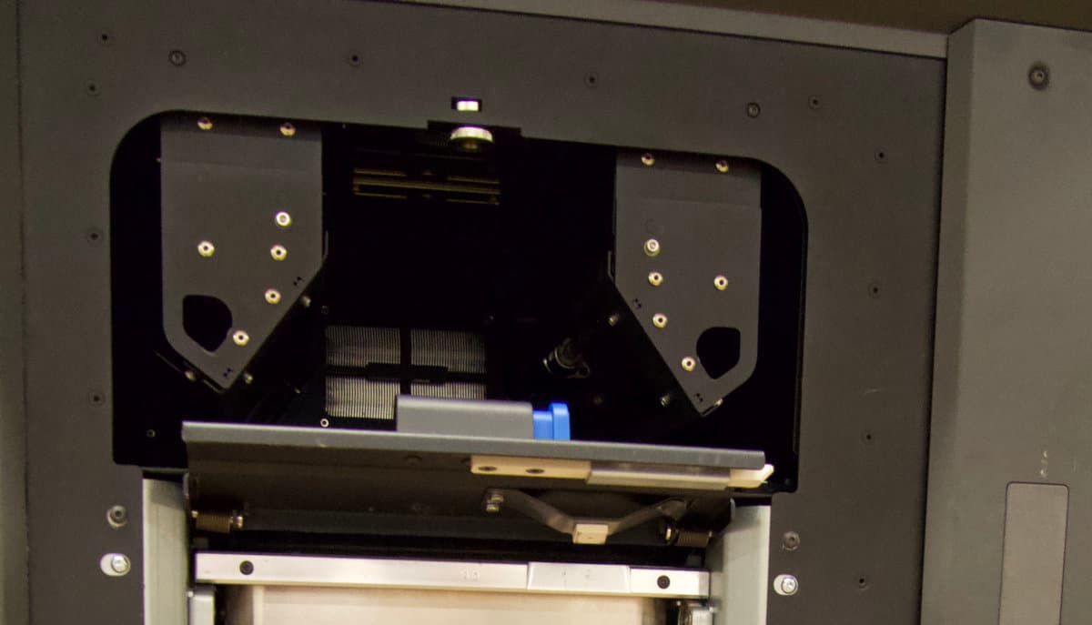 The Fuse 1's build chamber latch, open