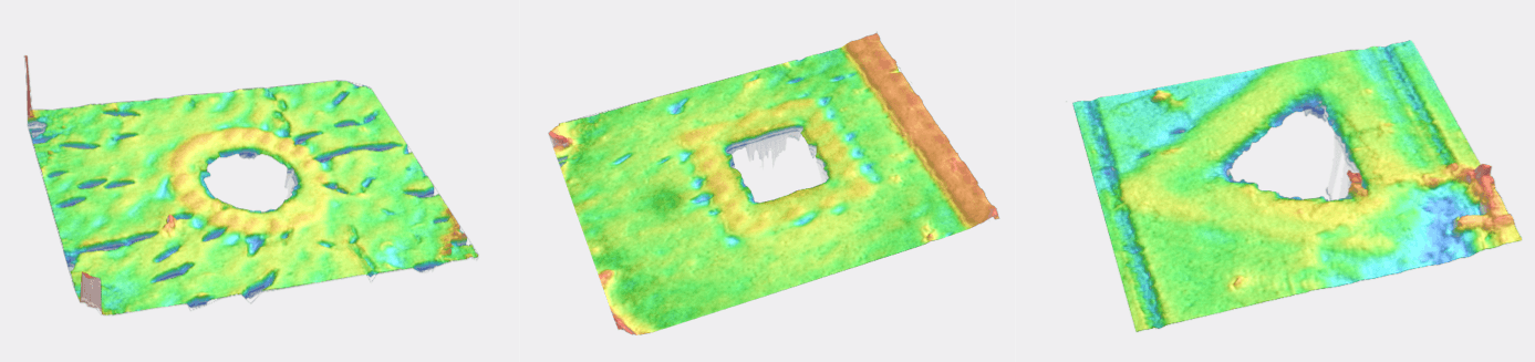 Three channel cross section shapes including circular, square, and triangular