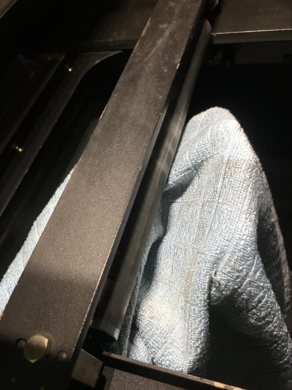 Wiping the Fuse 1's recoater with a microfiber cloth