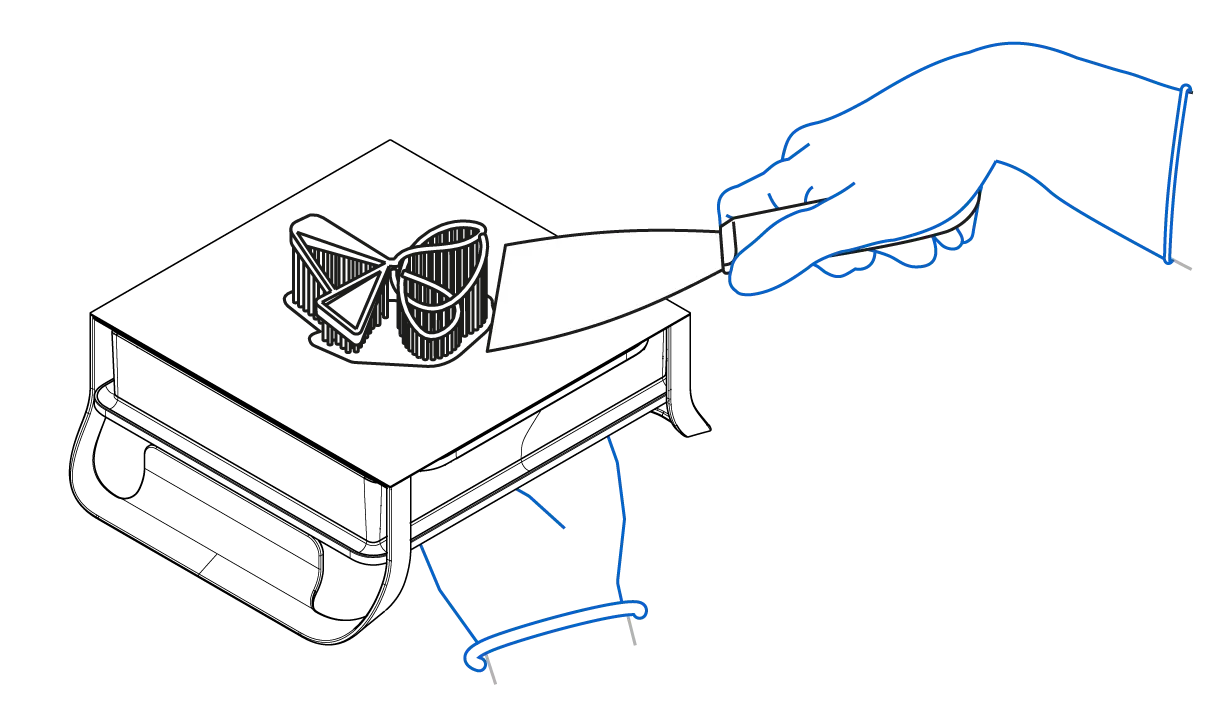 Using a removal tool to manually remove parts from the Build Platform 2