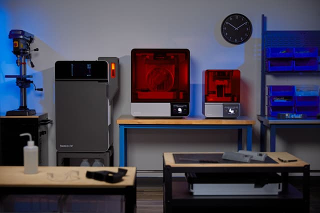 Fuse 1+ 30W, Form 4L, and Form 4 in a workshop