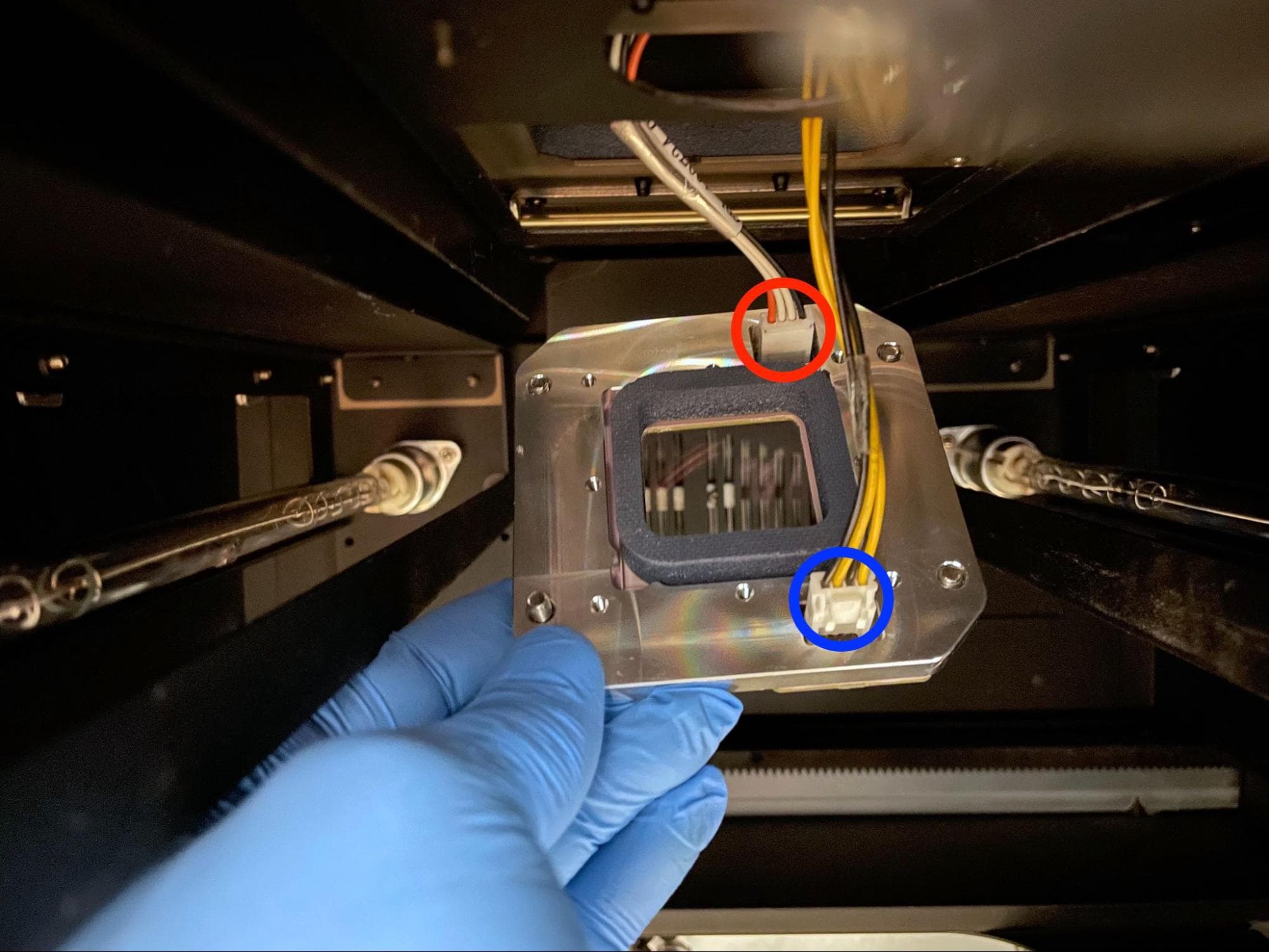 Remove the original upper laser window