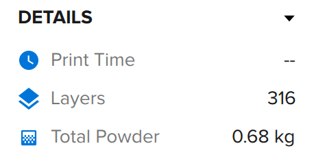 Expected powder usage in PreForm