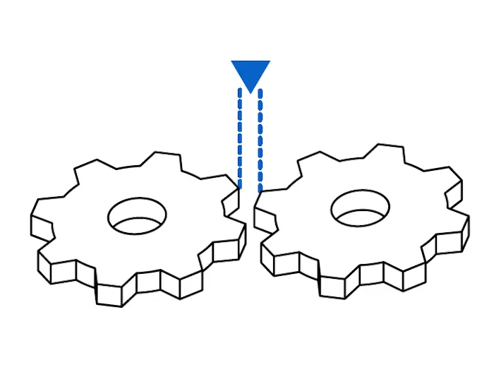 Diagram showing distance between two gears