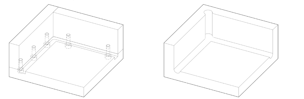A typical milled and assembled corner locator