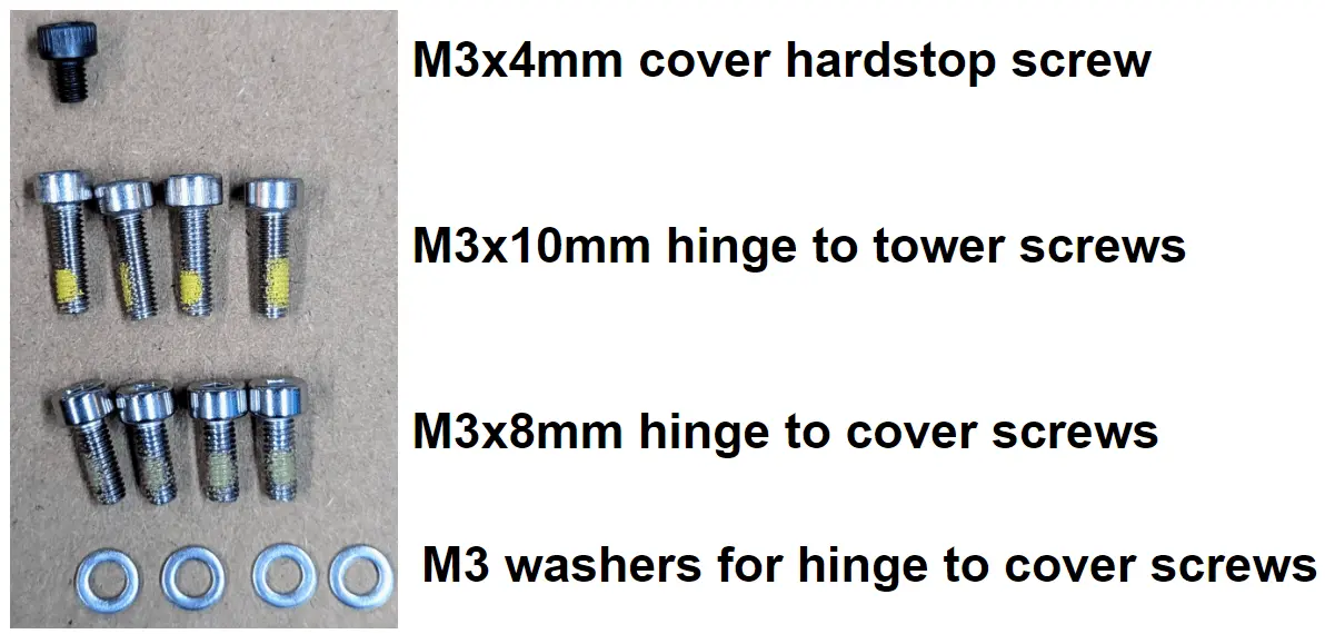 Form 4 cover hinge kit replacement fasteners