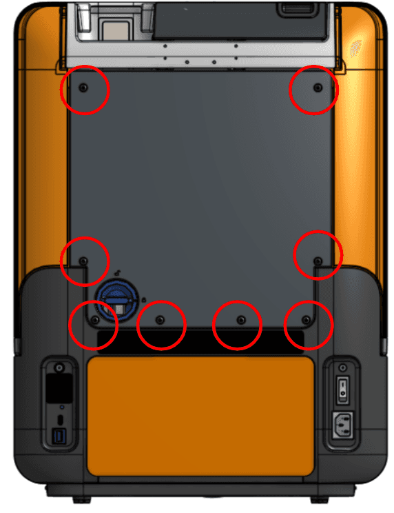 Remove the Form 4 back panel screws