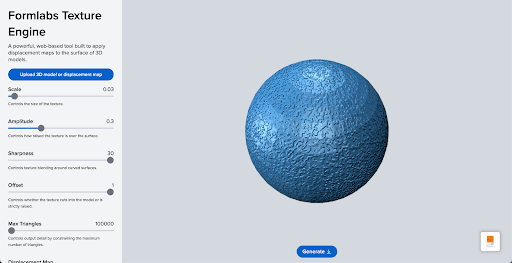 Screenshot of the Formlabs Texture Engine on a Mac