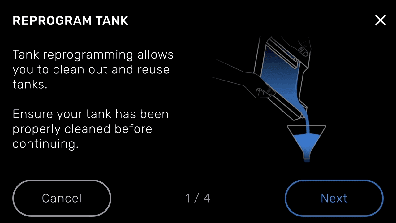 Reprgram Resin Tank screen