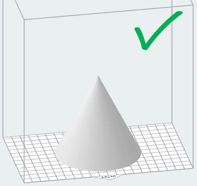 コーンがプリント中に収束するように方向付けする