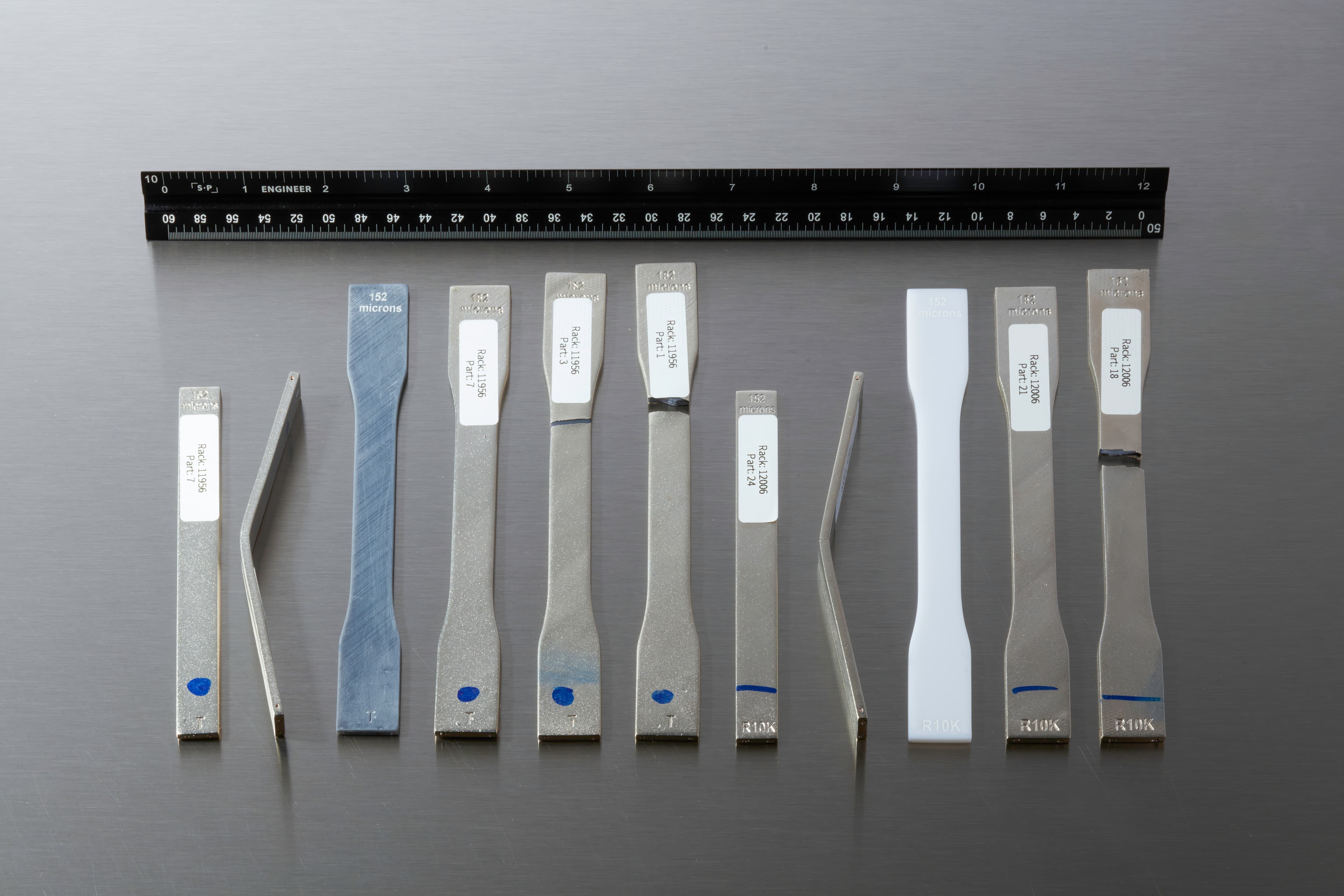 plated and non-plated plastic samples 'dog bones'