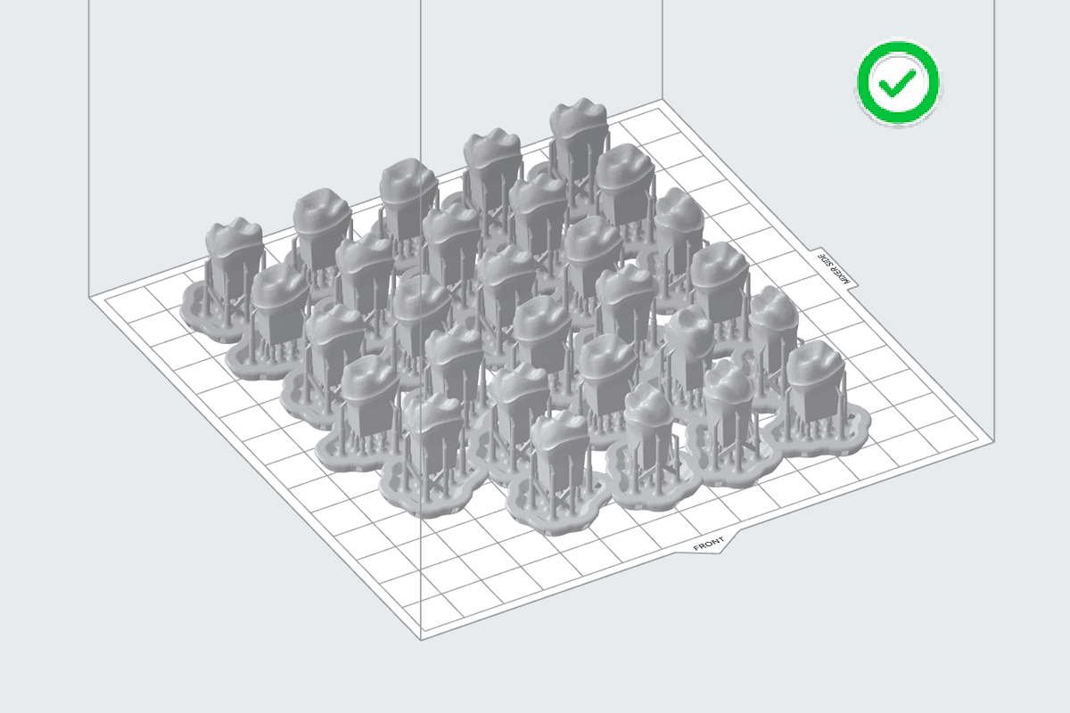 Small models with overlapped support rafts in PreForm.