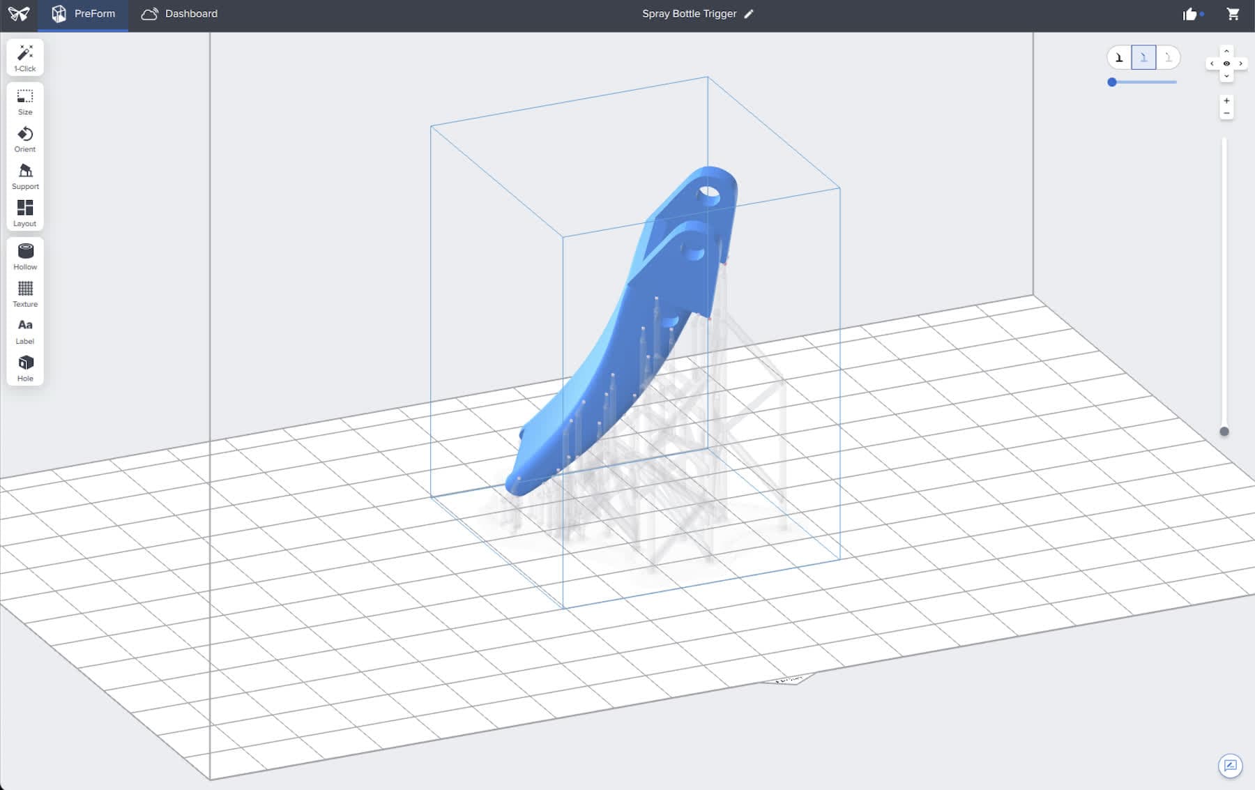Transparent support structure with minimum opacity