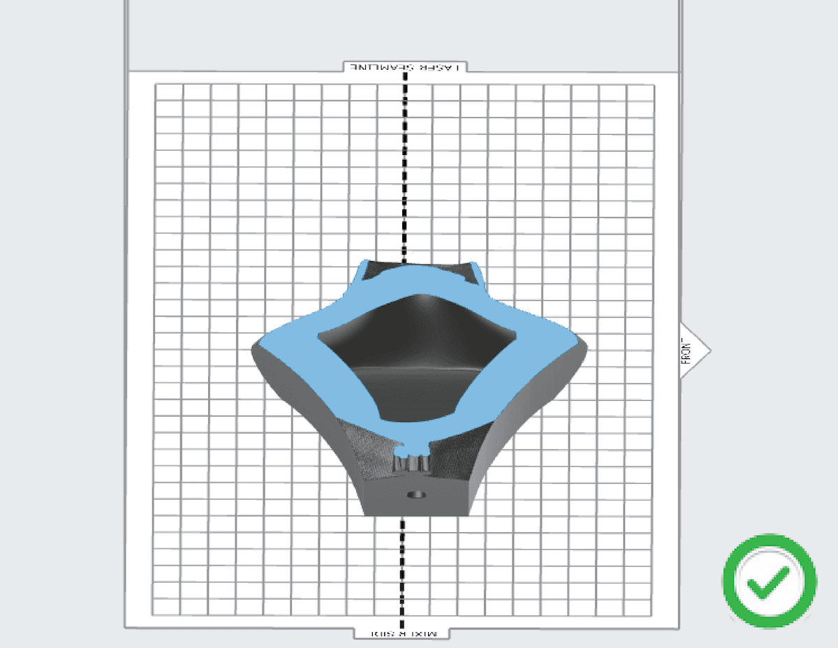 Hollowed out model with drainage holes