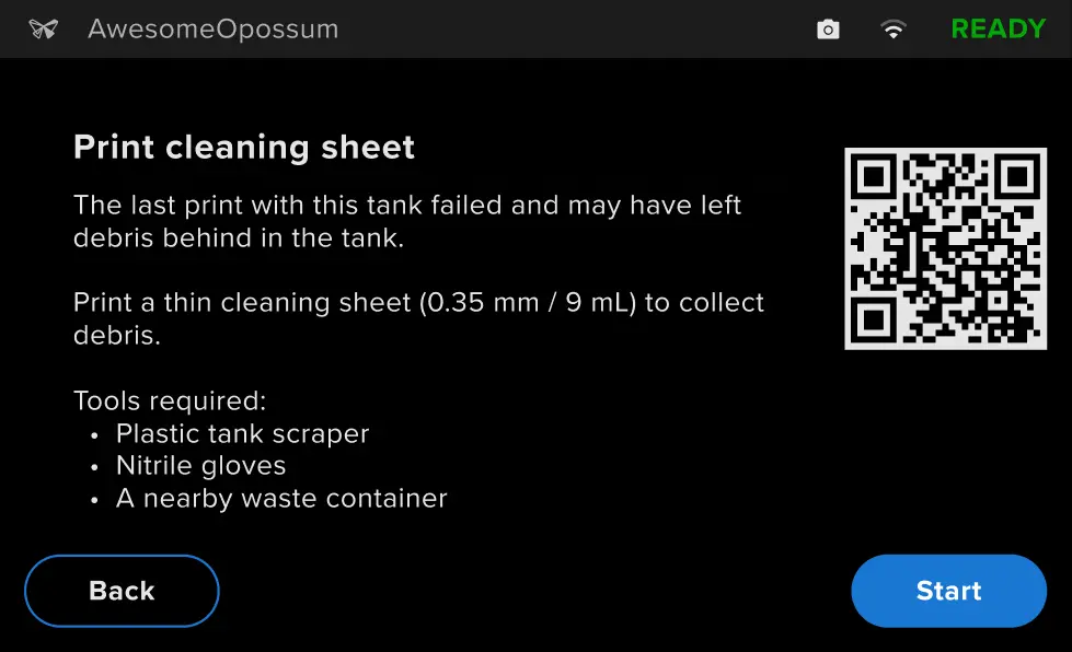 Printing a cleaning sheet on the Form Studio 1