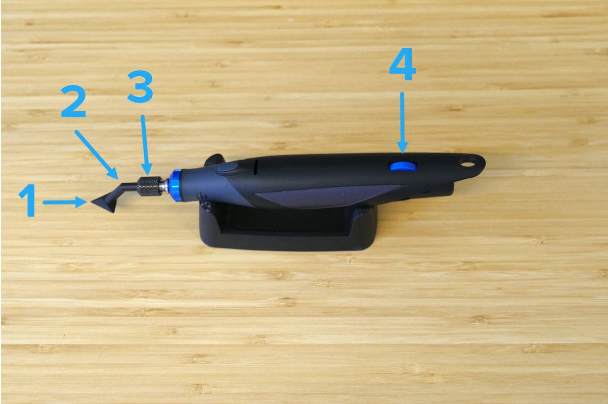 ペン型サンダーの注釈付き画像