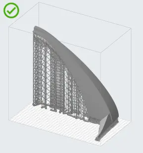 最も重い部分がビルドプラットフォームに向かっている長いパーツ