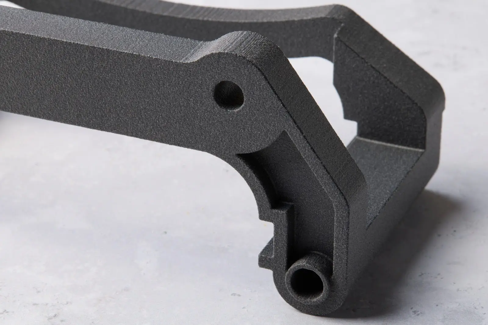 close up surface finish fuse blasted and polished part