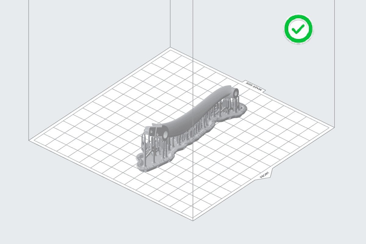 Model oriented in PreForm with the long axis parallel to the front of the build platform.