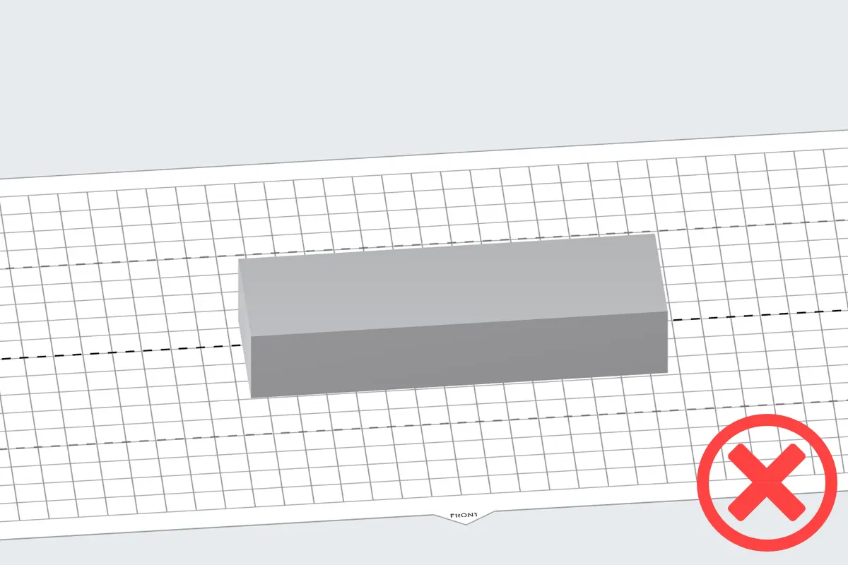 A rectangular model is shown in PreForm directly on the build scene.