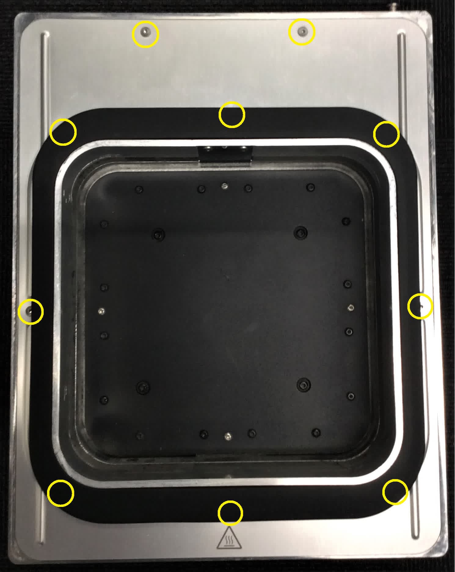 Reinstalling the top cover onto the build chamber