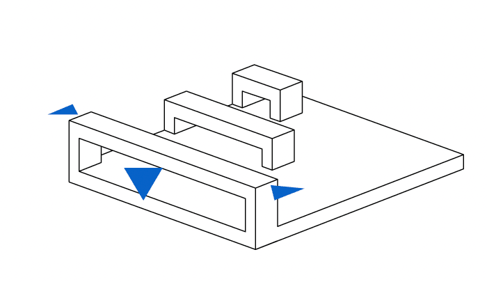 Diagram with an element between two supports