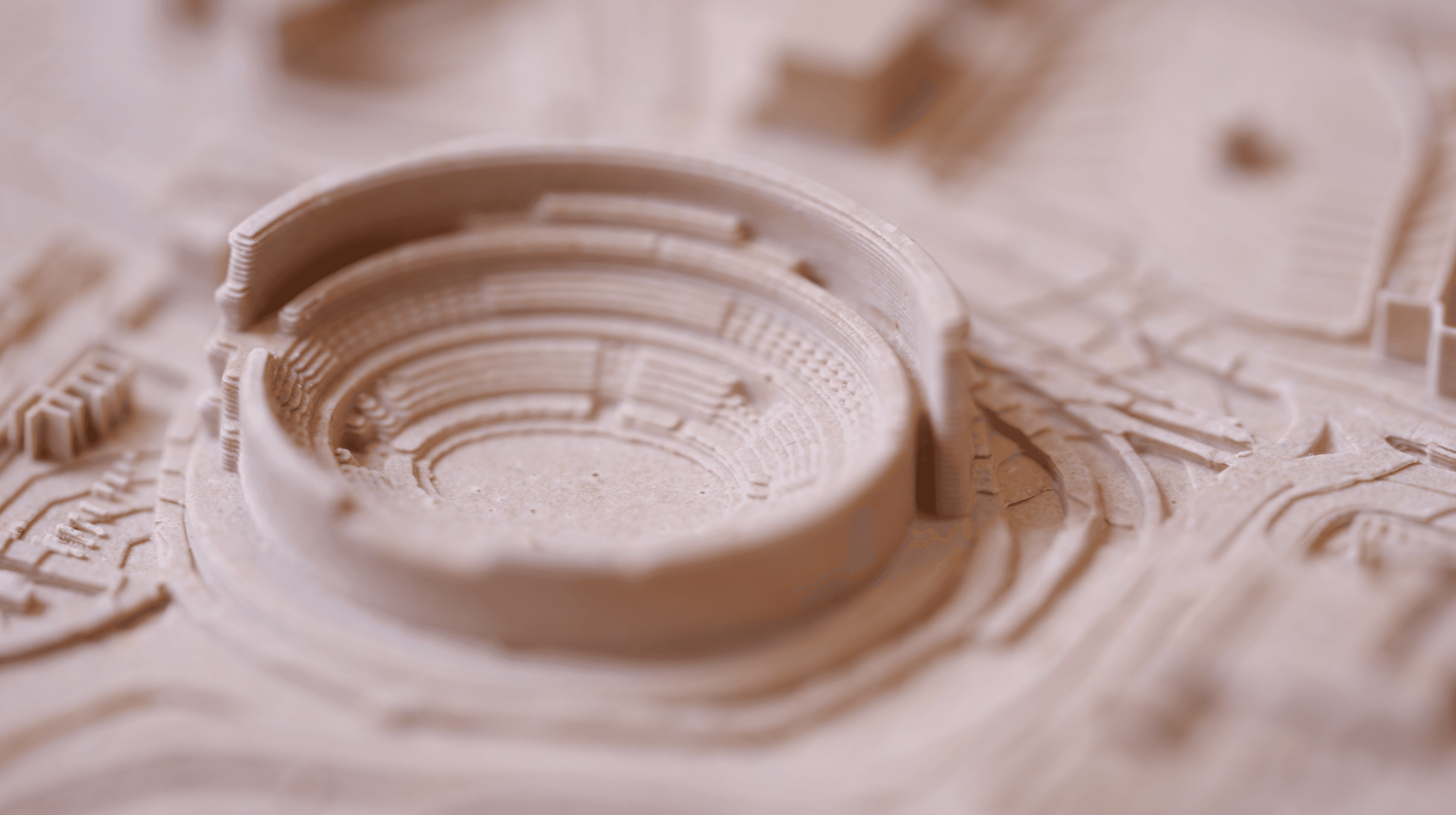 Close up on a detail of stadium on a tile.