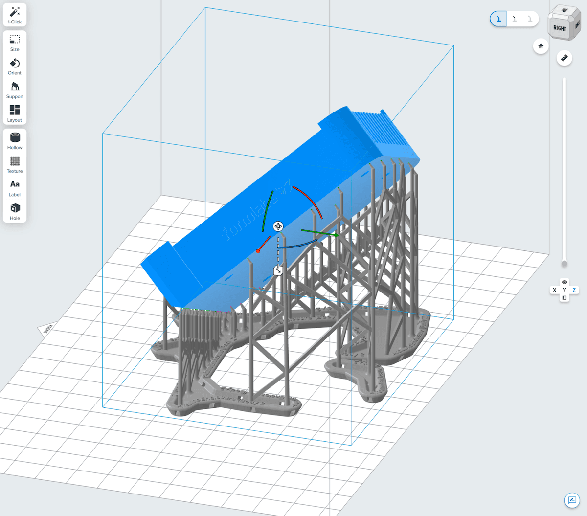Example of part supported using Supports V1 in PreForm