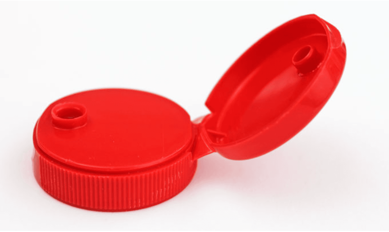 red ketchup bottle cap example of a living hinge