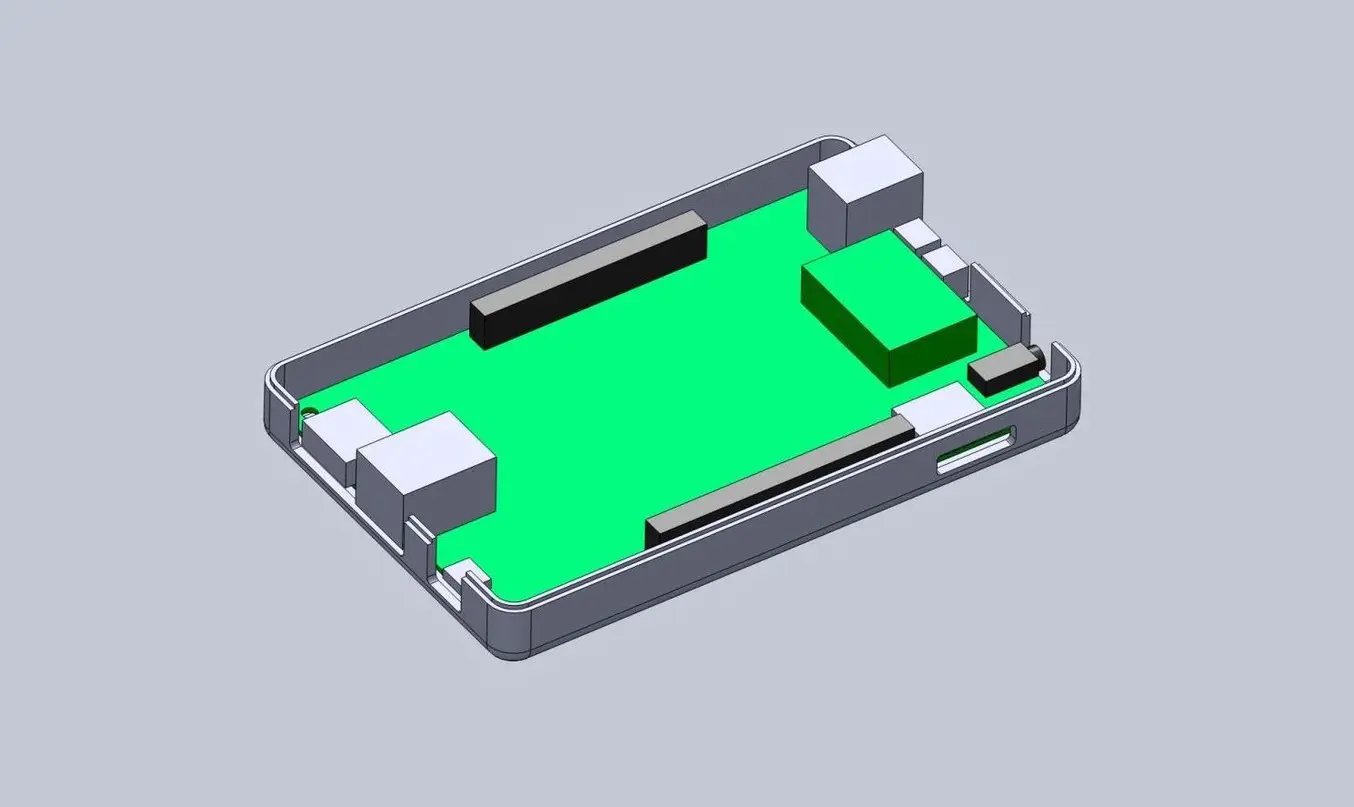 3d printing snap fit - Add extruded cuts and cutouts to the bottom enclosure to fit ports.